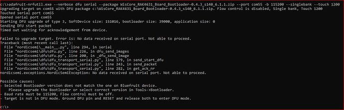 bootloader dfu error